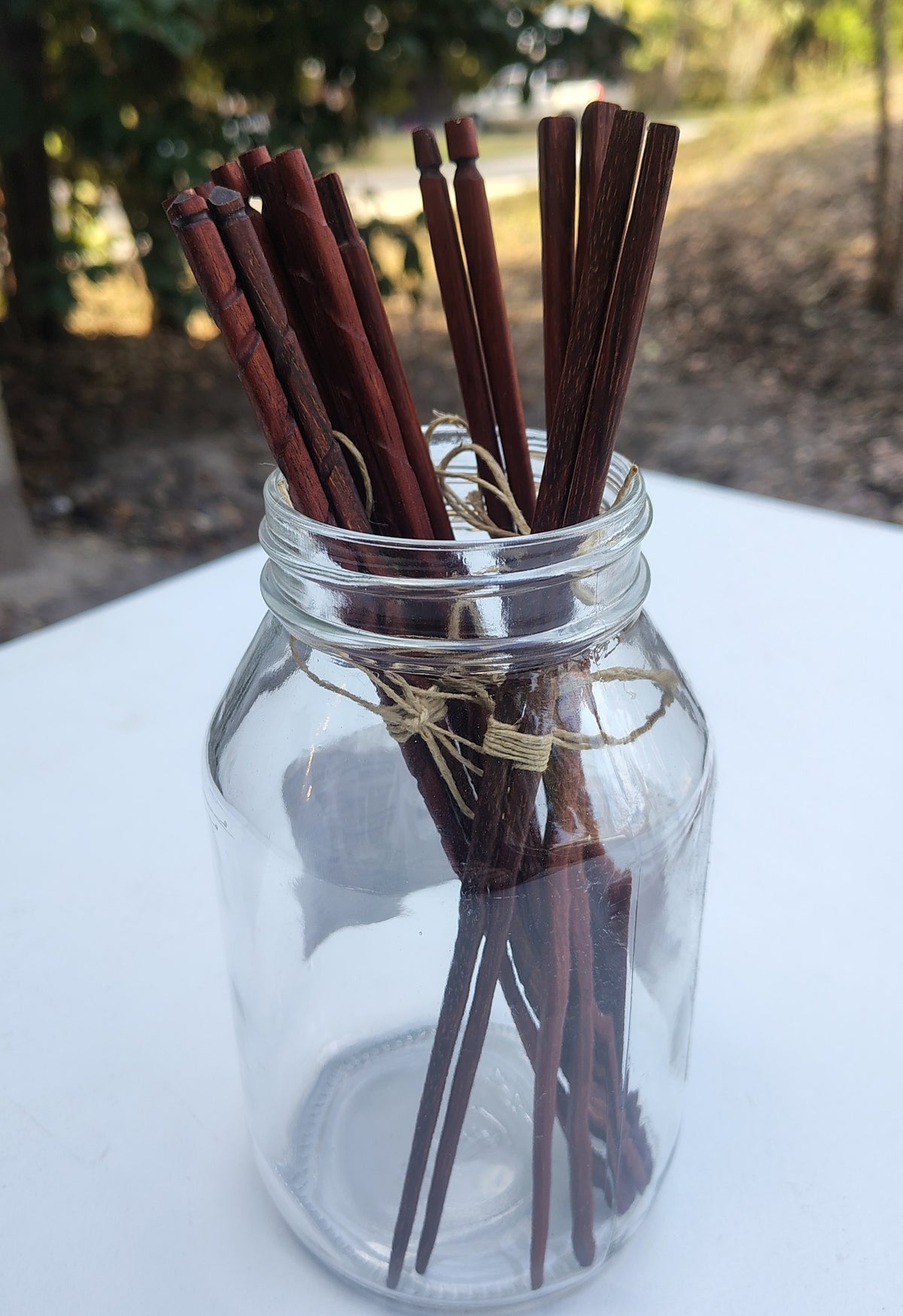 Handmade wooden chopsticks in African Padauk