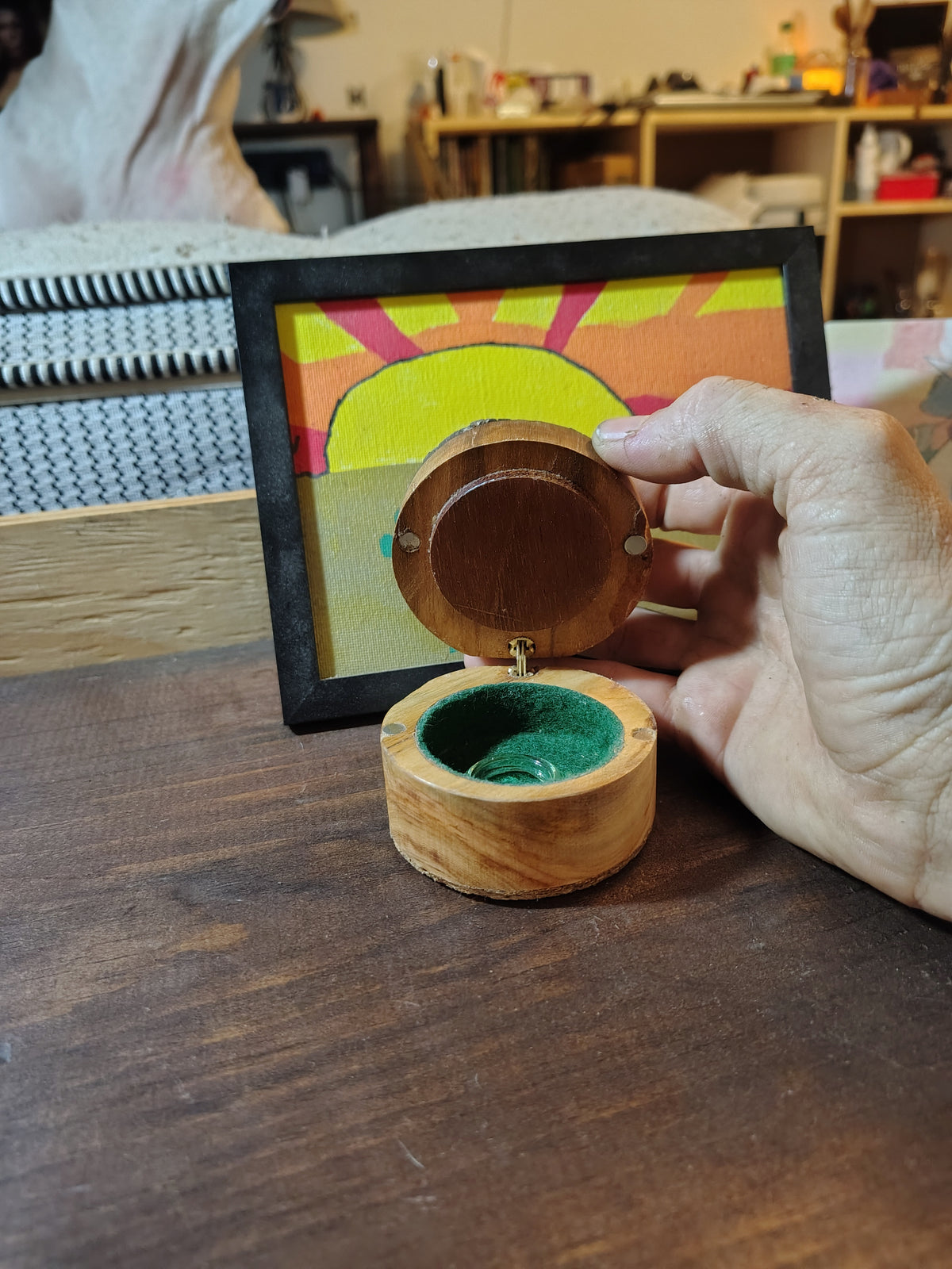 Concealed hinge and magnetic closure detail